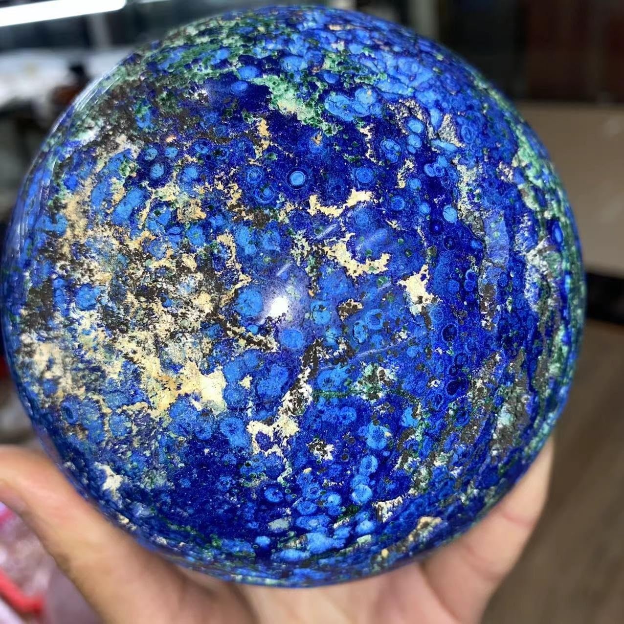 1pc 400-500g Blue Malachite Crystal Orb Gemstone Room Decoration Gift