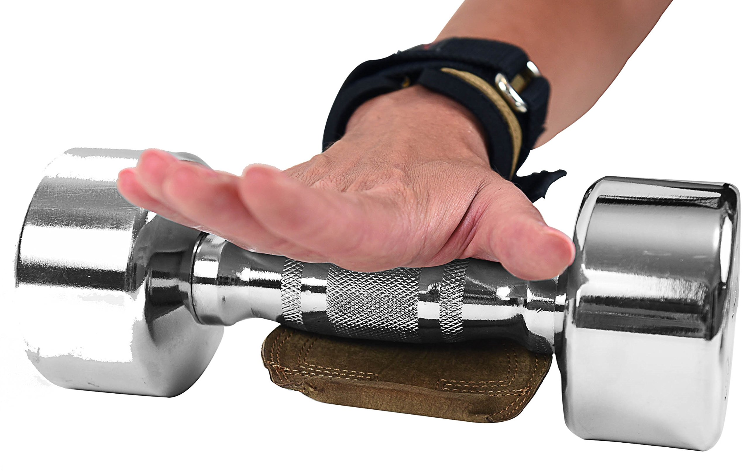 Cobra Grips Fit Gewichtheber-Handschuhe, robuste Gurte, Alternative zu Powerlifting-Haken für Kreuzheben mit eingebautem verstellbarem Neopren gepolsterte Handgelenkbandage Bodybuilding (braun leder)