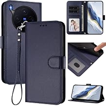 Cover Compatible with Vivo X300,Compatible with Vivo X300 [PU+TPU] Card Slot Wallet Lanyard Phone Case Blue