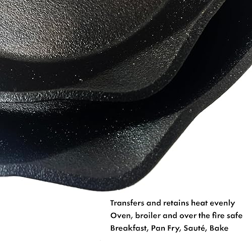 Miniatura 2 de Bayou Classic 7451 - Juego de sartenes de hierro fundido de 10 y 12 pulgadas con boquillas de vertido perfectas para freír y hornear