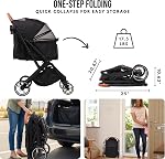 Pet Poussette pour petits chiens moyens Chats jusqu'à 45 lbs, voyages Lite Collapsible, tout terrain 4 Roues pour le jogging, Running, Gris