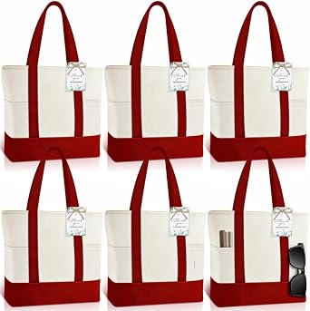 Shinylin Mini Canvas Tote Bags with 2 Pockets