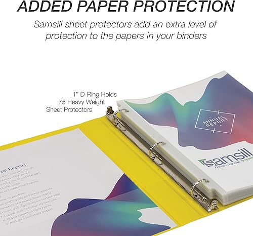 Vista 574 de Samsill Carpeta duradera de 1.5 pulgadas, fabricada en los Estados Unidos, carpeta de anillos en D, carpeta transparente personalizable, surtido