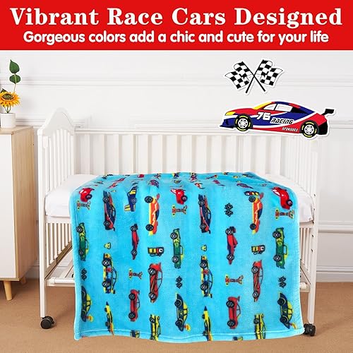 Miniatura 4 de Lukeight Manta para niños y niñas, manta de felpa y gruesa para automóvil, regalos de cumpleaños para niños pequeños y bebés (autos de carreras, 30