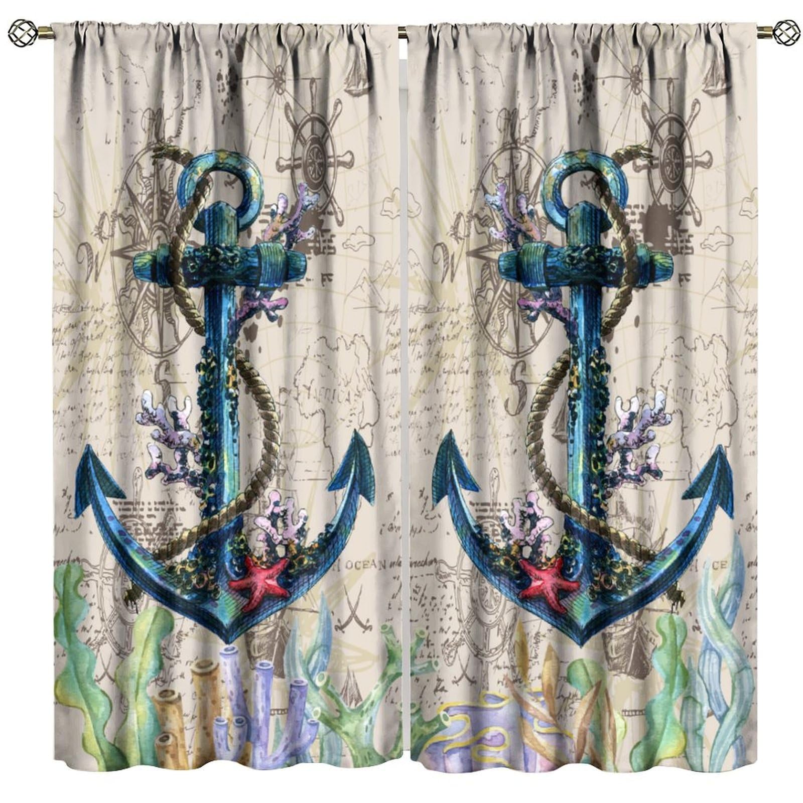 Amazon.com: GoDazzling Anchor Blackout Curtains, Country Farmhouse