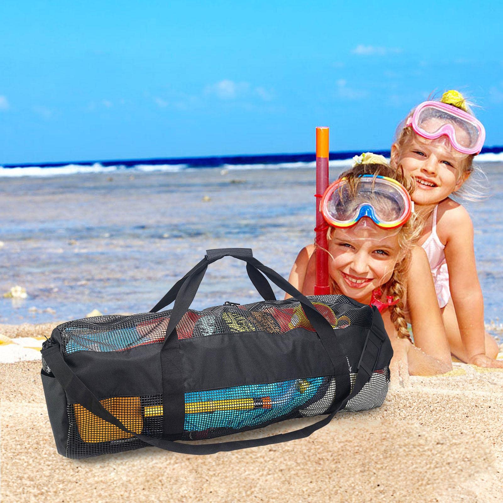 Borsa da Sub - Borsone Sportivo in Rete con Cerniera,Borsone da Viaggio in Rete Pieghevole di Grande capacità con Cerniera per Attrezzatura e Attrezzatura per Immersioni subacquee
