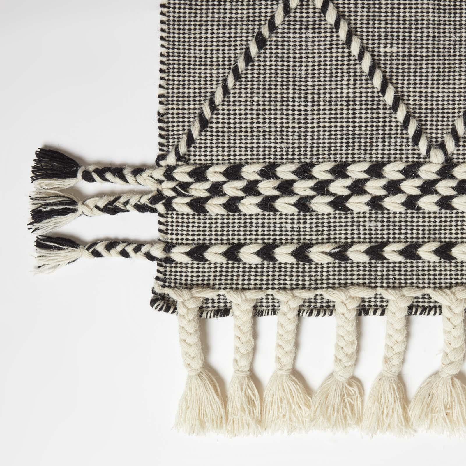 HOMESCAPES Tapis Kilim en Laine Edessa, Tapis rectangulaire 160x230 cm, Tapis Noir et Blanc Artisanal