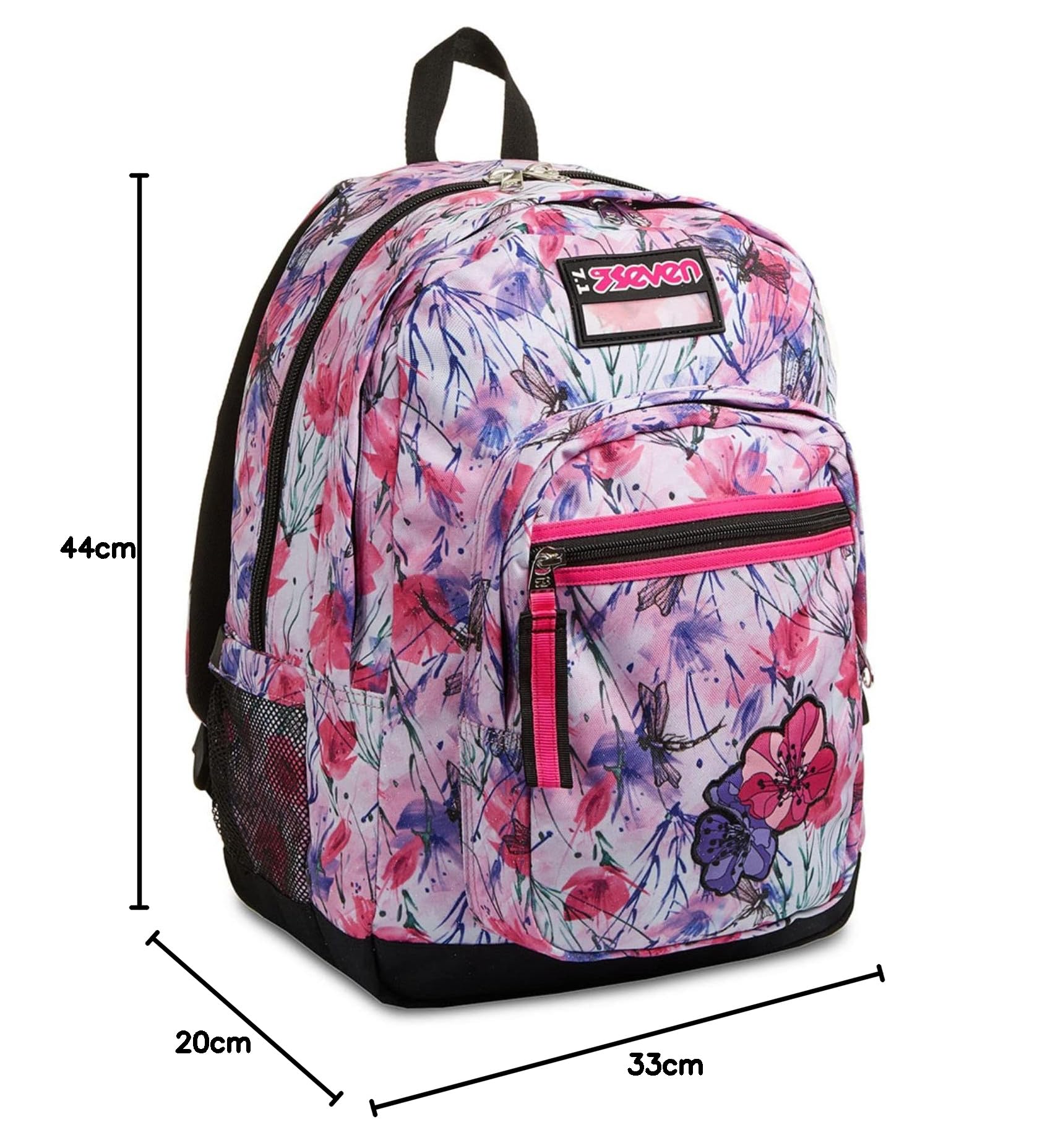 Seven Zaino Scuola Freethink, Rosa, Zaino Doppio Scomparto, Tasca Frontale e Tasca Porta Borraccia, Zaino Medie e Superiori, Bambina Ragazza