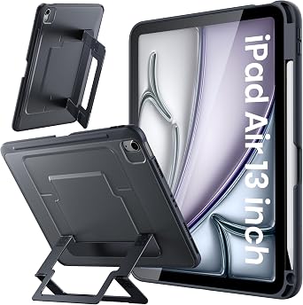 WSKEN for iPad Air 13 Inch Case - M4/M3/M2 2026/2025/2024, Multi Adjustable Kickstand Cover, Ultra-Stable Cover with Pencil Holder, Shockproof Protective Design for iPad Air 13 Inch Case, Black