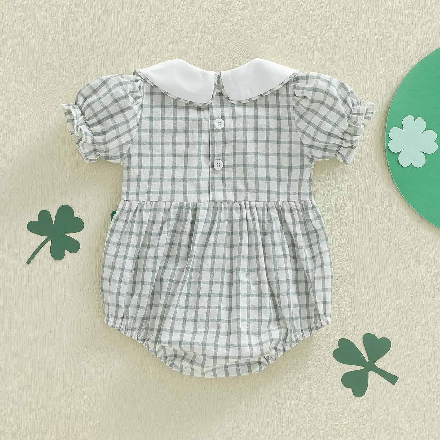 Adobabirl My First Easter Baby Girl Outfit Bunny Embroidery Bubble Romper Short Sleeve Bow Jumpsuit Smocked Clothes - Image 7