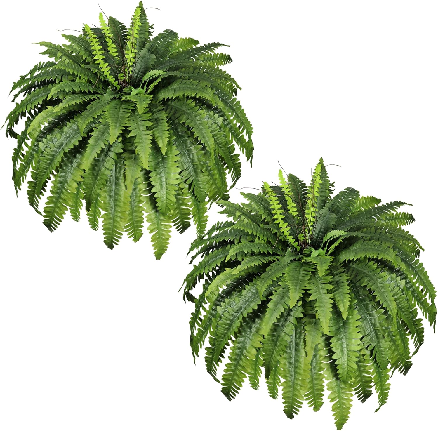 Artificial Ferns for Outdoors & Indoors, 51" Fake Fern Artificial Plants Large with 66 Fronds, 2 Packs Faux Ferns Greenery for Porch Windowsill Garden Planter Home Office Decor, Potted or Hanging
