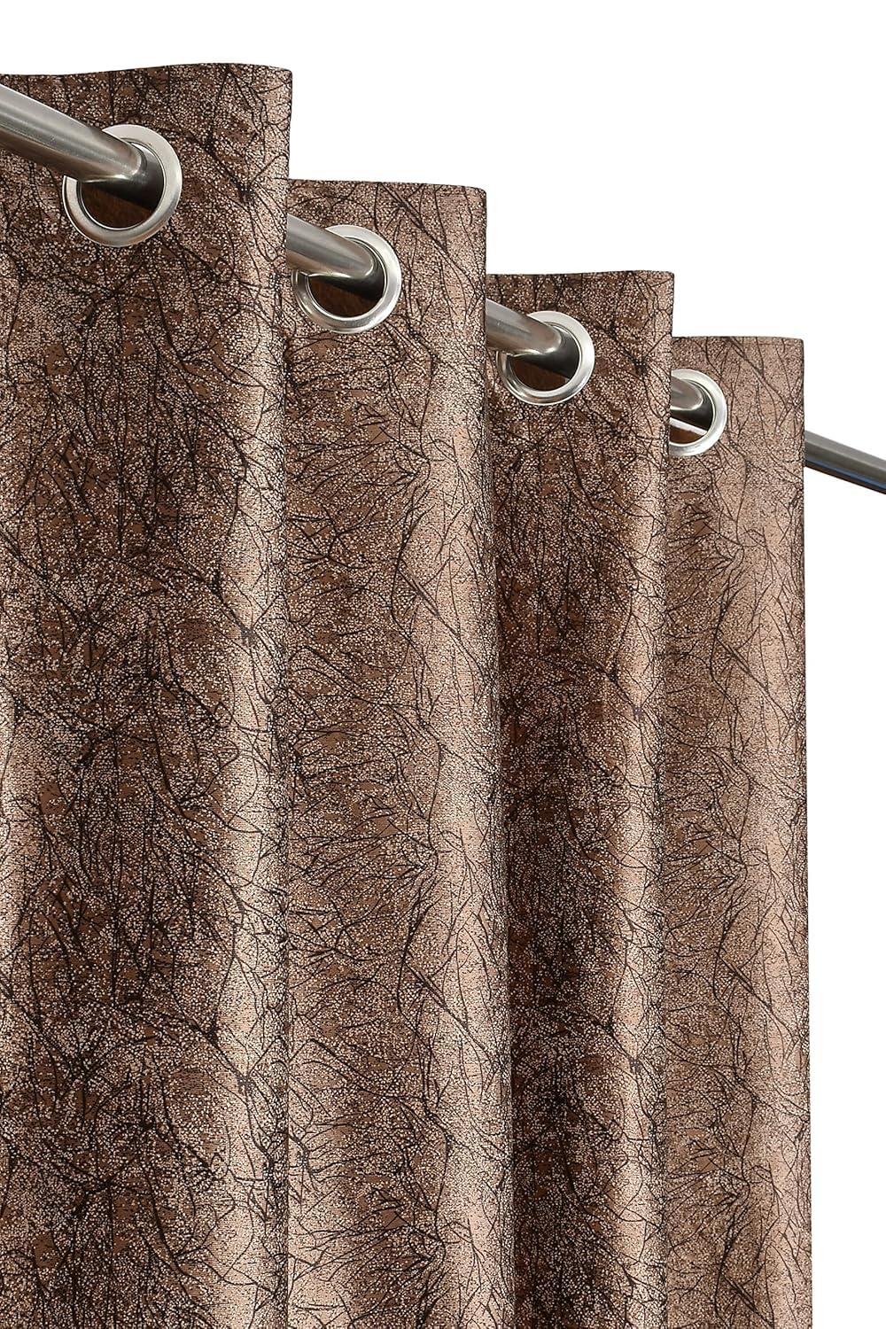 Soulful Creations Polyester Room Darkening Texture Grommet Curtains (5-feet (Pack of 2), Brown)