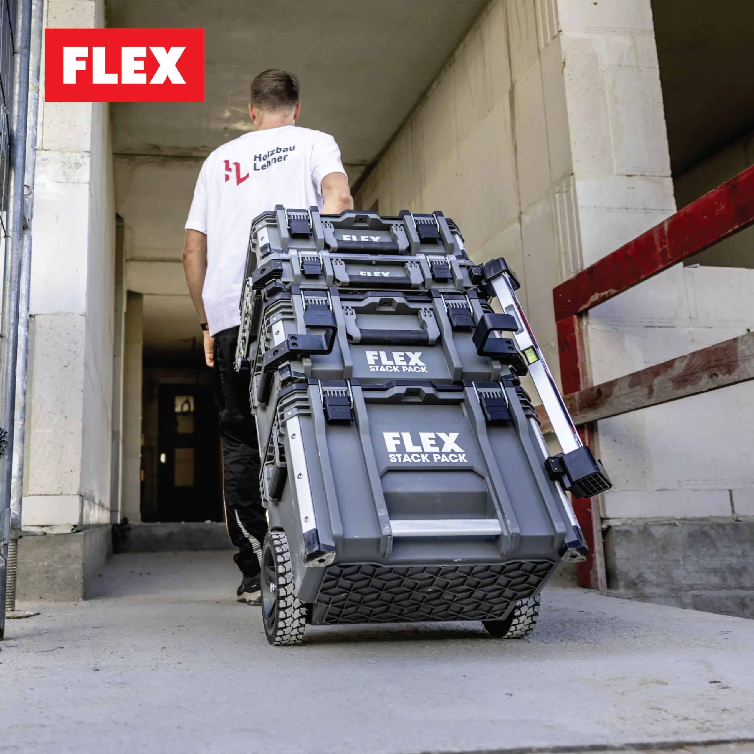 Flex Zestaw walizek transportowych STACK Standard (z odpornego na uderzenia tworzywa sztucznego, z szybkozłączkami, walizka narzędziowa) 531461