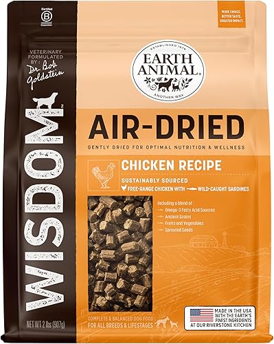 Earth Animal Wisdom Alimento para perros secado al aire Receta de pollo Alimento natural prémium para perros Todas las razas y edades Fabricado