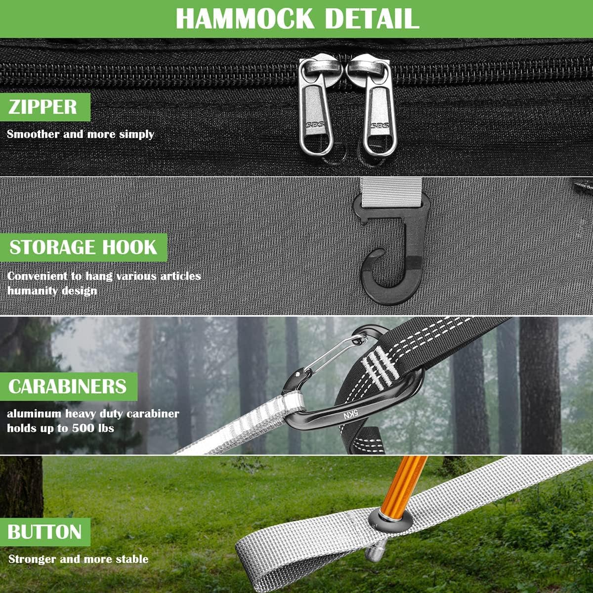 WintMing Hammock with Mosquito Net and Rain Fly Cover 3 in 1 Camping Hammock Tent 440lbs Load