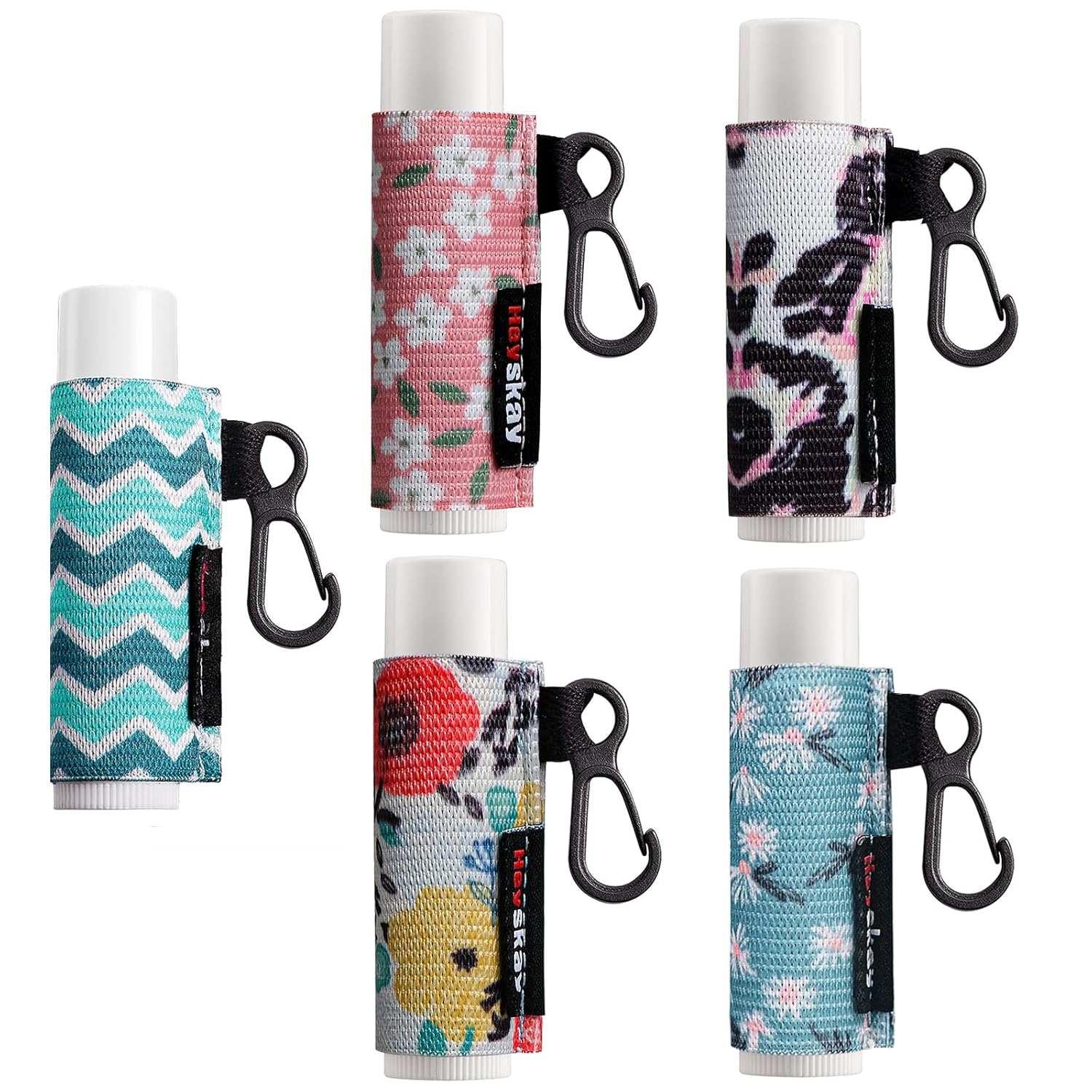 HEYSKAY 5pcs Lip Balm Holder Keychain Lipstick Sleeves