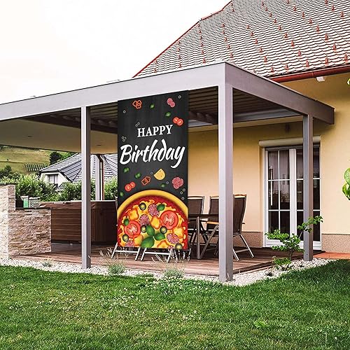 Miniatura 5 de Cartel de pizza de The Slice con texto en inglés Happy Birthday con texto en inglés Pizza by The Slice, accesorios para cabina de fotos, suministros