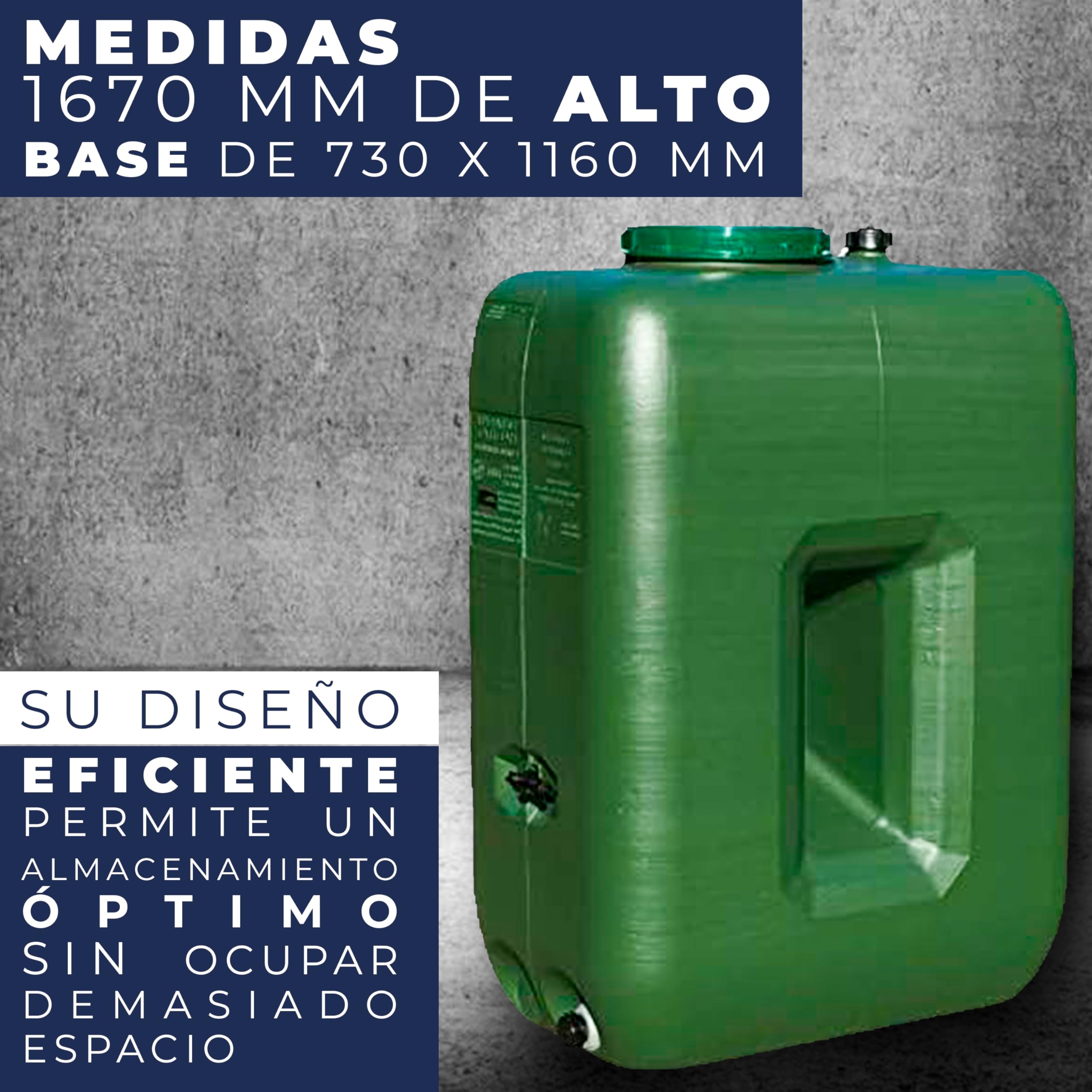 Depósito de Agua 1000L - Tanque de Polietileno Resistente para Uso Alimentario, Protección UV, Diseño Eficiente y Compacto, Ideal para Almacenamiento en Campers y Sistemas de Agua Potable