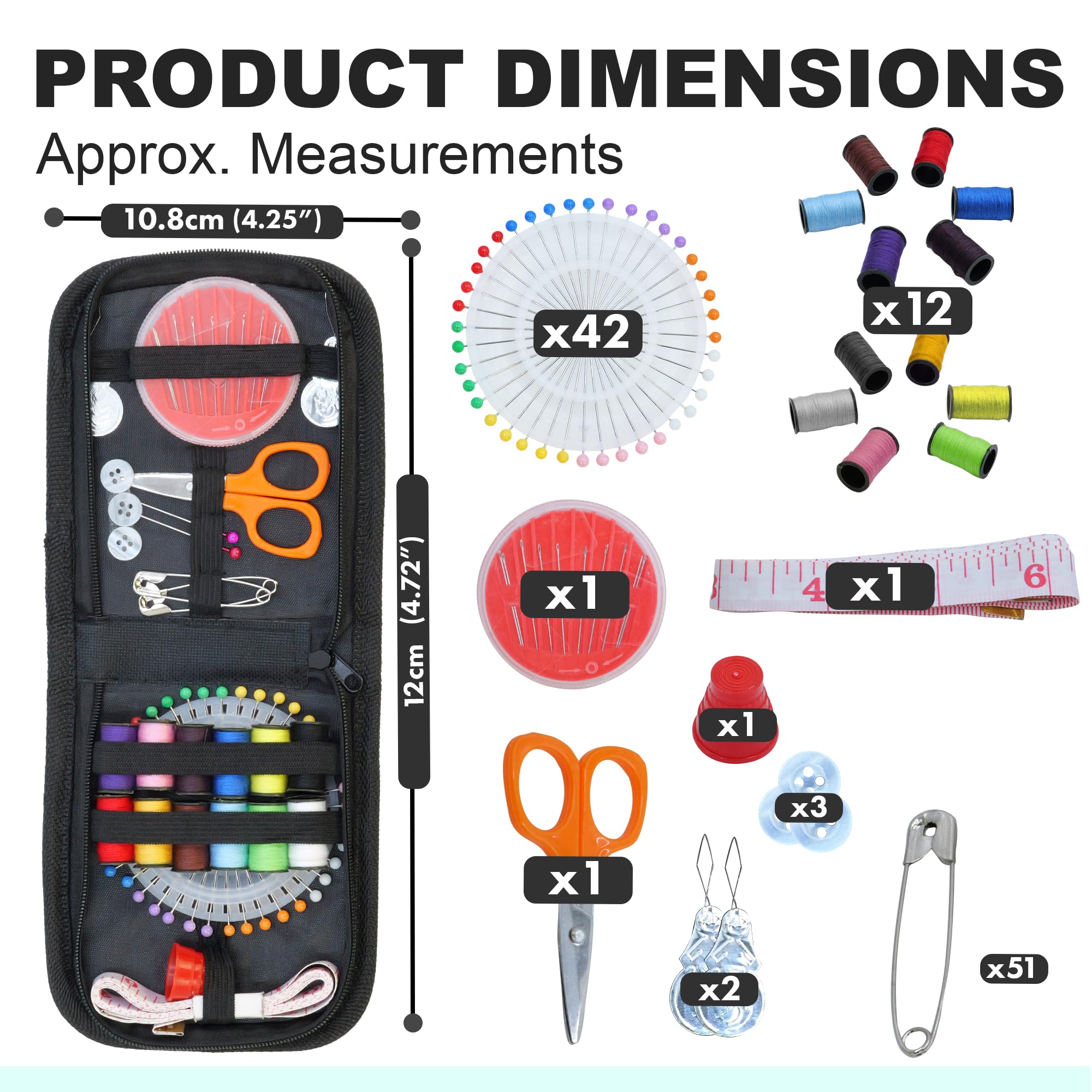 Travel Sewing Kit 32 Pieces, Sewing Accessories, Student Essentials for University Portable Sewing Bag - Image 2