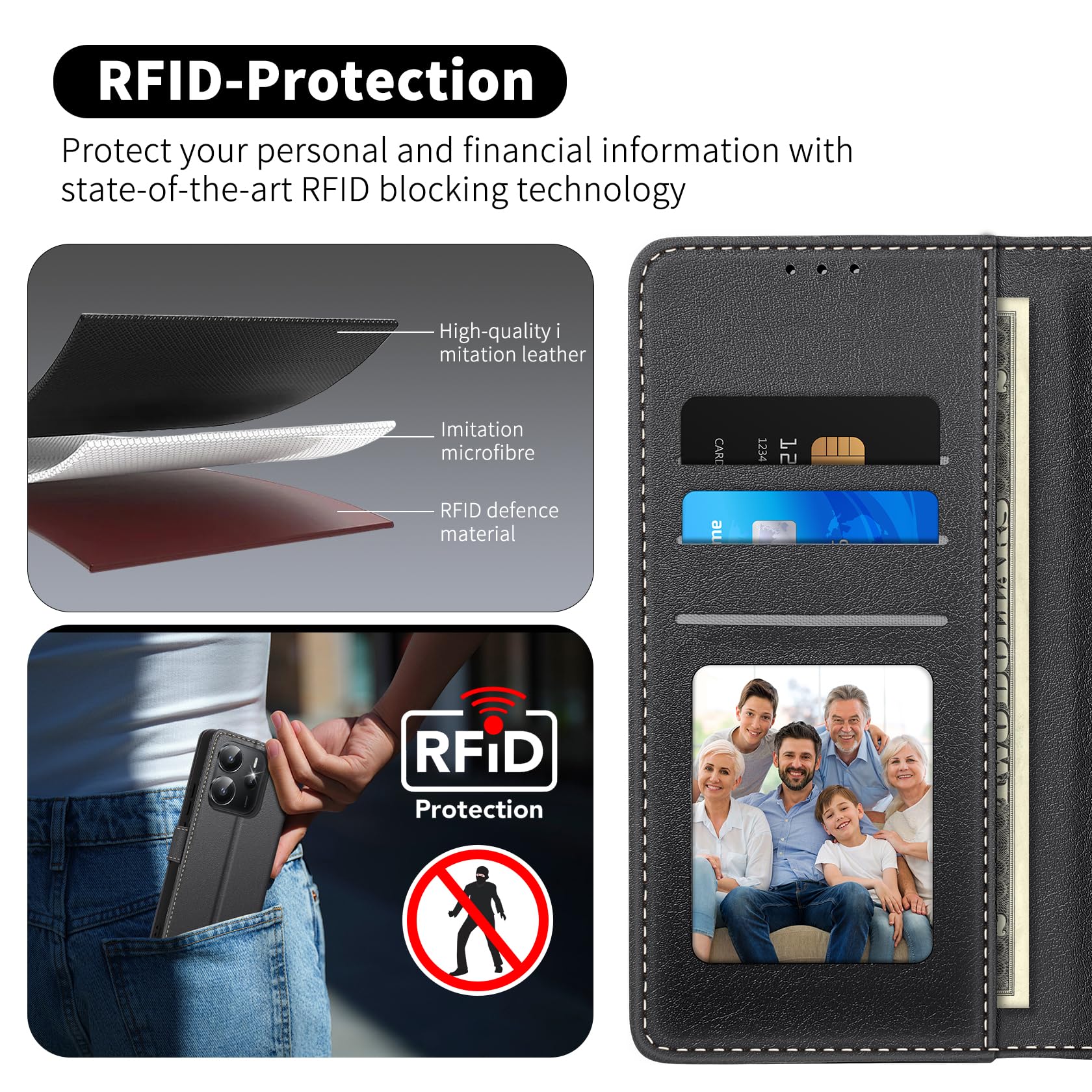 Vuletc Cover per Xiaomi Redmi Note 14 5G (Non per 4G) con 2 Pezzo Vetro Temperato