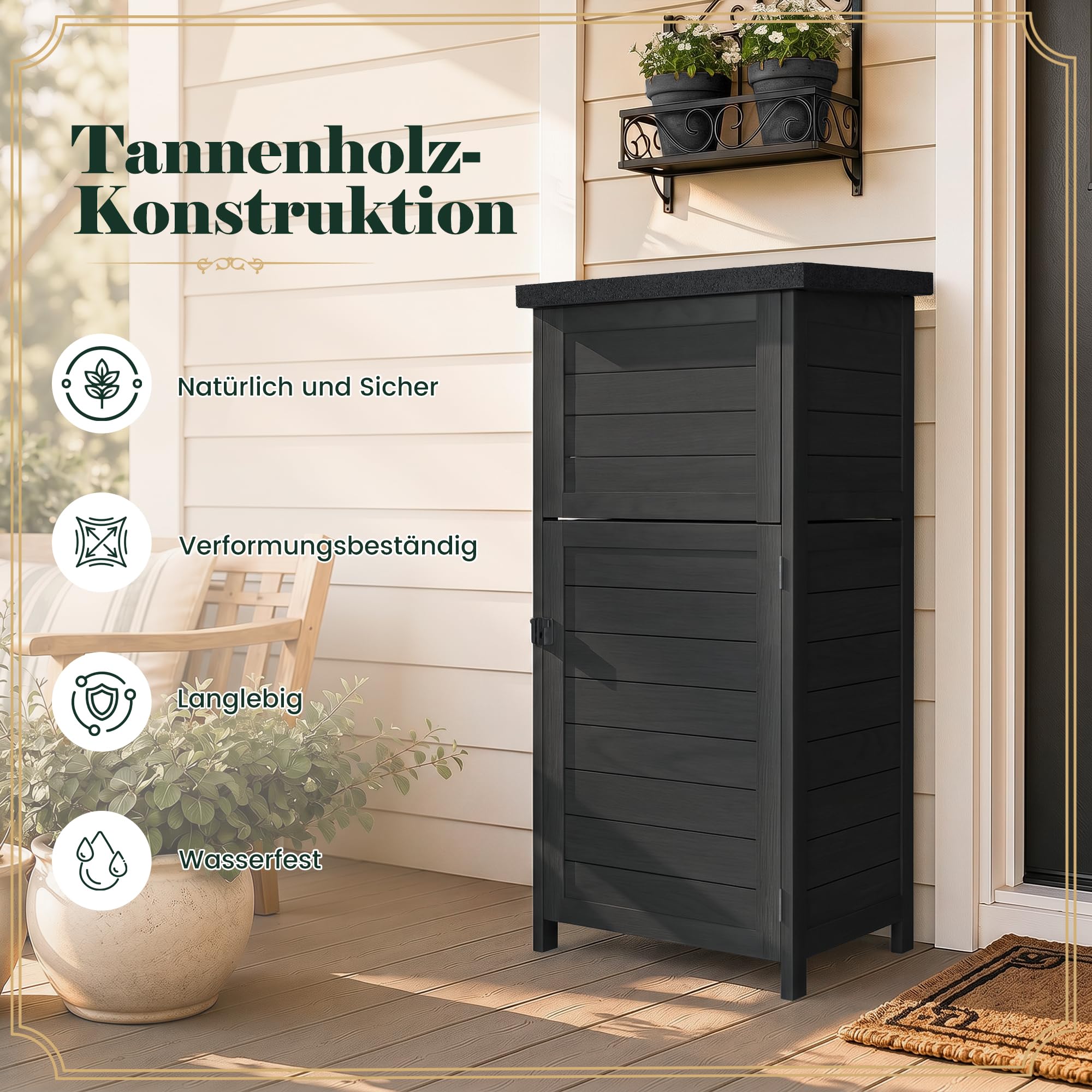 Pamapic Paketbox, Extra Große Briefkasten mit Paketfach den Außenbereich, Bodenmontiert, Abschließbar, Wetterfeste Paketbriefkasten Holz mit Klappdeckel, Schräger Oberseite, 50x49x114 cm, Schwarz