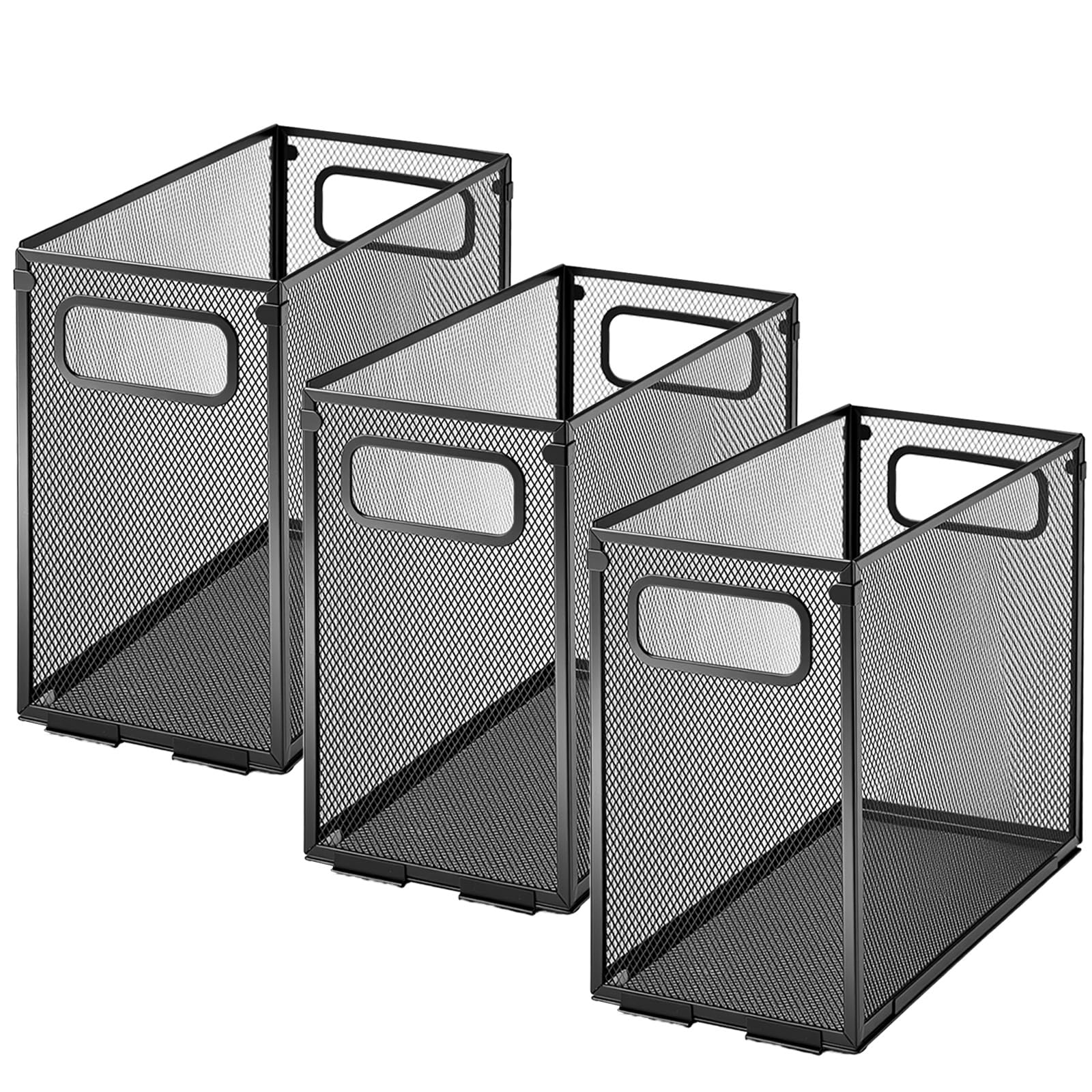 Zhengmy 3 organizadores de archivos colgantes tamaño carta, caja de archivo de malla de metal, carpeta de escritorio, armarios de almacenamiento de cartas, soporte de revistas con asas para oficina