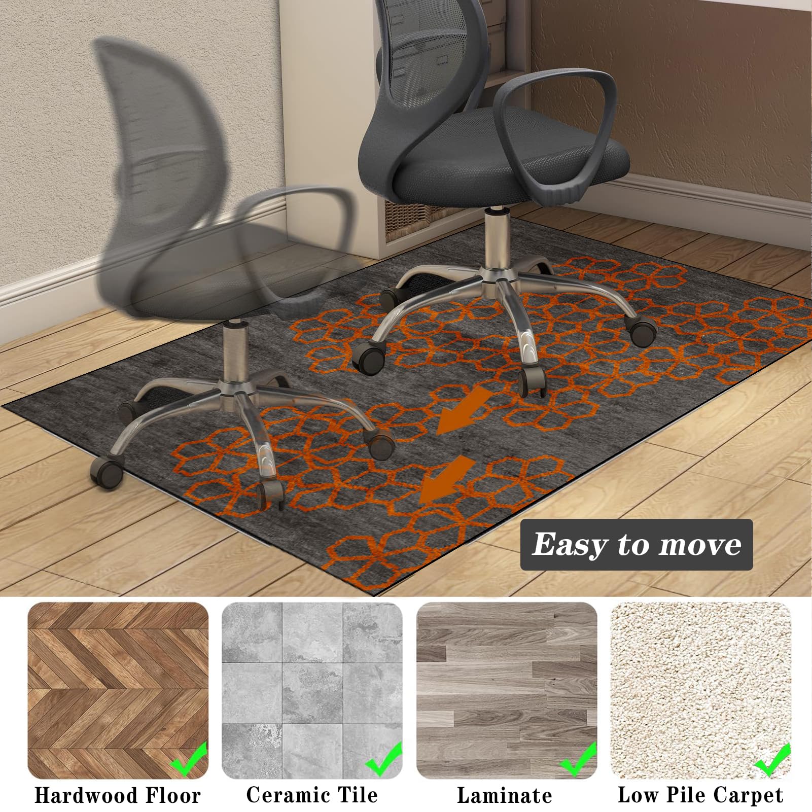 Teppich-Stuhlmatte Gaming 80 x 120 cm Teppich Bodenschutzmatte Bürostuhl Teppich Unterlage-Kratzfest für Parkett und Hartböden Bürostuhl Unterlage für Stühle Anti-Silp Schutzmatte für Laminat