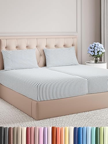 Juego de sábanas de 5 piezas tamaño Split King, cómodas, transpirables, refrescantes, de hotel, unisex, esquinas tipo bolsillos profundos, de