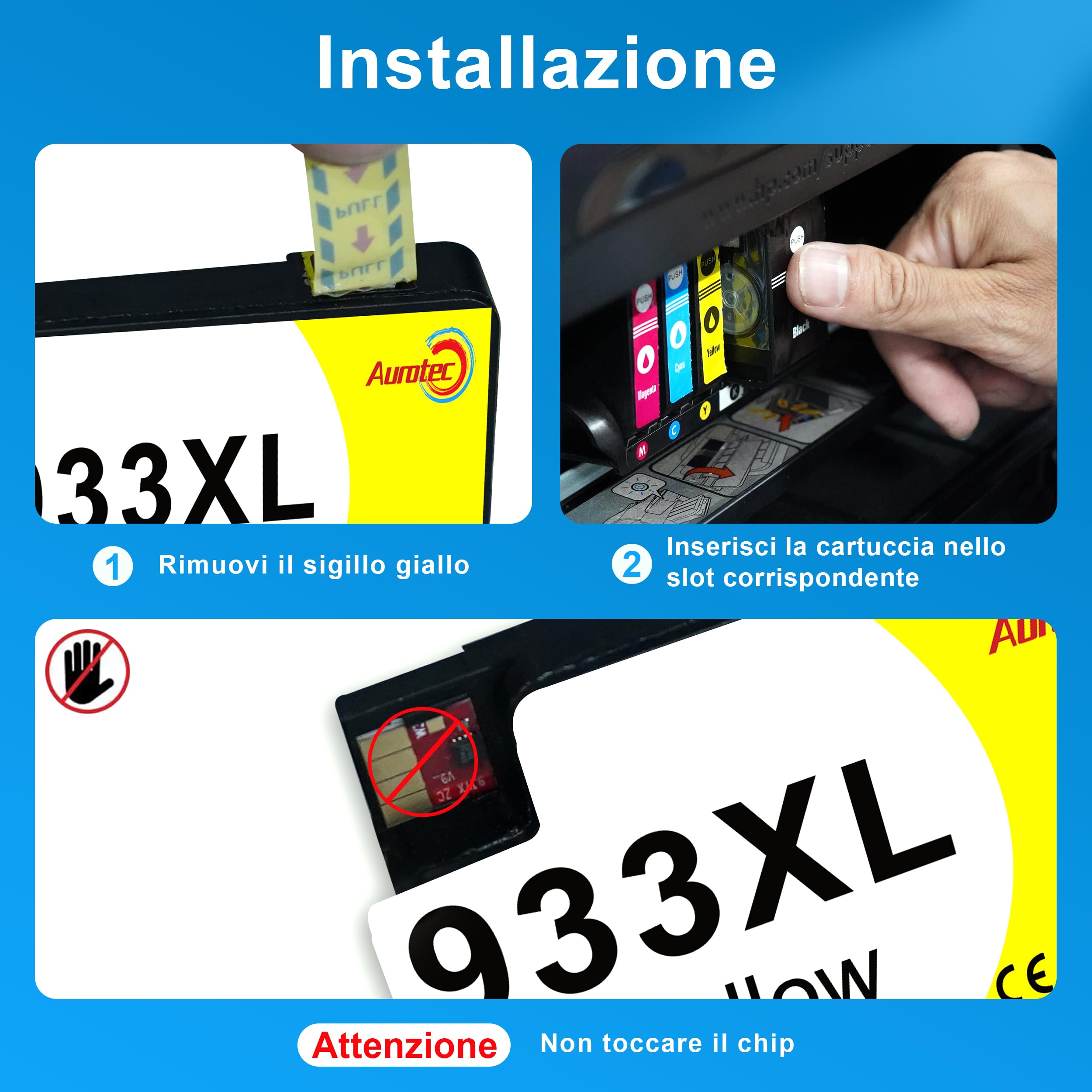 Aurotec 932XL 933XL Cartucce d'inchiostro Multipack Compatibili per HP 932 933XL Multipack per HP OfficeJet 6600 Cartucce, 932XL 933XL per HP OfficeJet 6700 7510 7612 7110 6100 7610 6110 (5-pack)