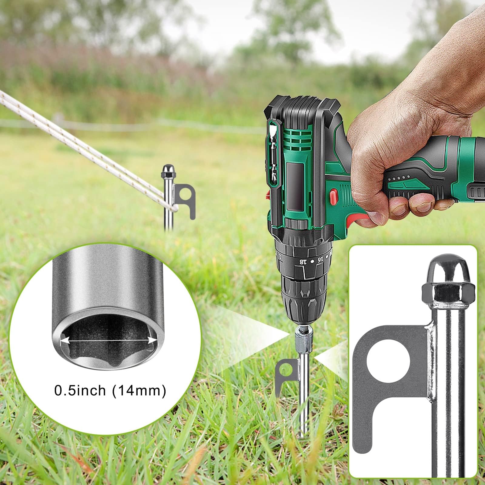 30,5 cm Bodenanker, 4 Stück robuste Zeltheringe, wiederverwendbar, für Campingzelte, Trampoline, Schuppen, Schaukelsets, Sicherung von Tieren