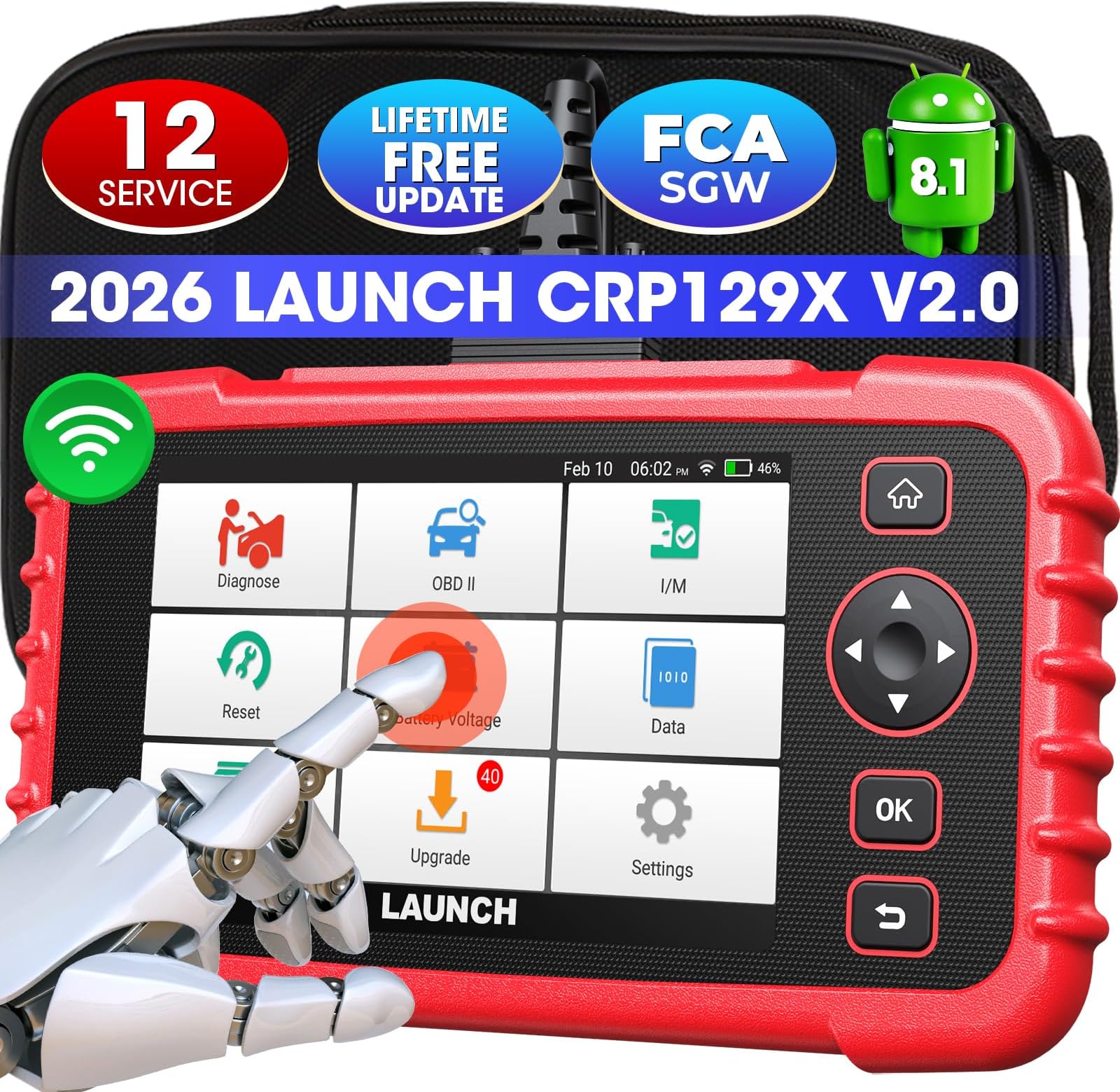 Scanner CRP129X V2.0 (Upgrade of CRP123X/CRP129X), 12 Reset Scan Tool,Lifetime Free Update,FCA SGW Car Scanner,ABS SRS Transmission,Check Engine Code Reader,AutoVIN,Battery Test, 5 Years Backup