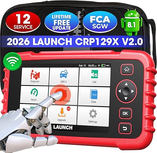 LAUNCH - CRP129X Herramienta de escaneo, con escáner OBD2, lector automotriz de códigos basado en Android 7.0, con reinicio de la válvula de