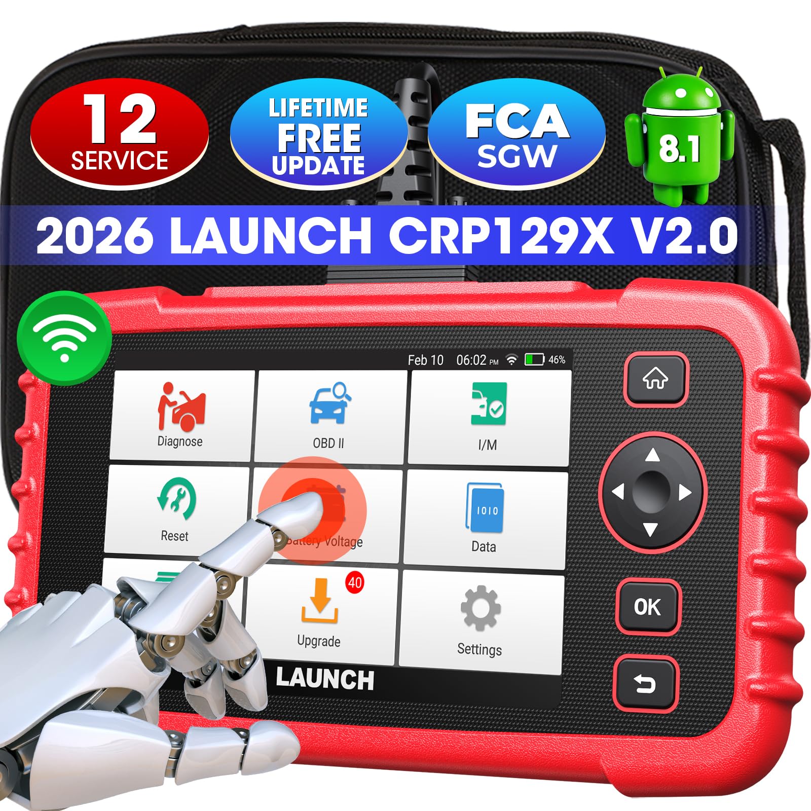 Launch Scan Tool Crp129X Obd2 Scanner Automotive Code Reader Android Based Diagnostic For Engine Transmission Abs Srs With Oil/Epb/Sas/Tpms/Throttle Body Reset And Autovin Wi-Fi Updates