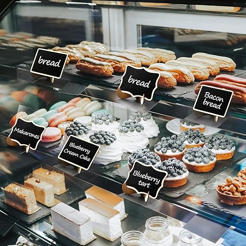 Miniatura 6 de Paquete de 30 mini letreros de pizarra para alimentos con soporte de caballete, pizarra pequeña para letreros de boda, letreros de comida, tarjetas