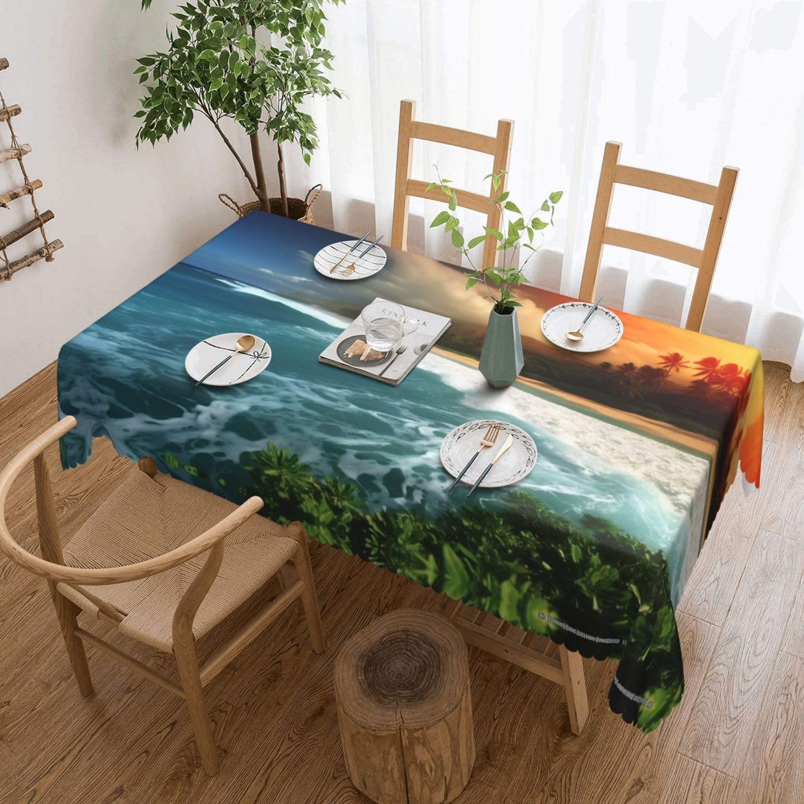 Nappe tropicale imperméable pour décoration de table de restaurant et buffet