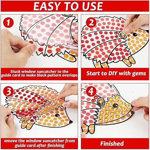 Miniatura 4 de Atrapasoles de diamantes para manualidades de otoño, gemas con forma de animal, manualidades, kits de atrapasoles para niños, kits de pintura de