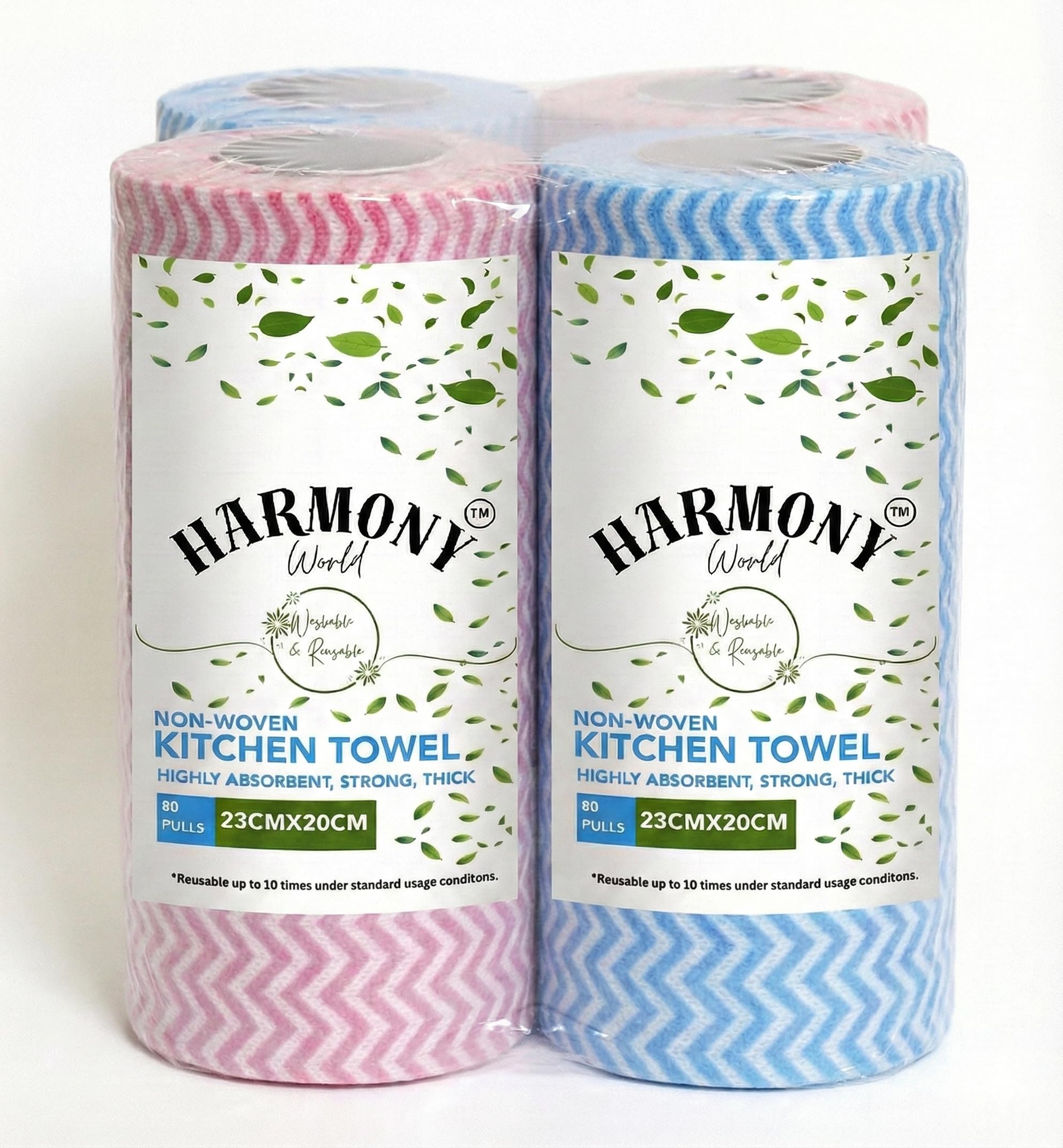 Reusable Kitchen Towel Roll (Pack of 4, 320 Sheets) Washable Non Woven Tissue - Absorbent Lint-Free Cleaning Cloth Roll for Home & Kitchen - Multicolor Wet Dry Wipes-image-35
