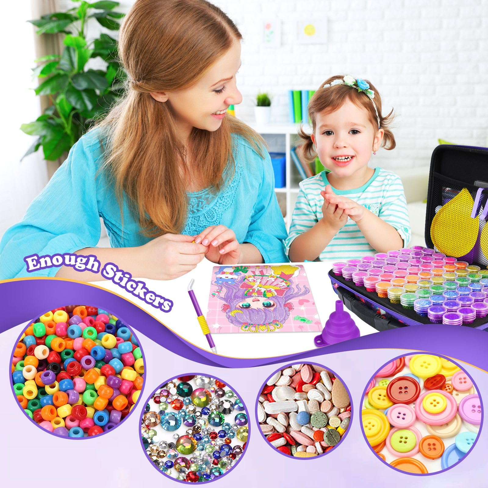 KIMIGO 45-teilige Diamond Painting Box - Alles-in-Einem Set Mit Aufbewahrung & Tablett Für DIY-Projekte