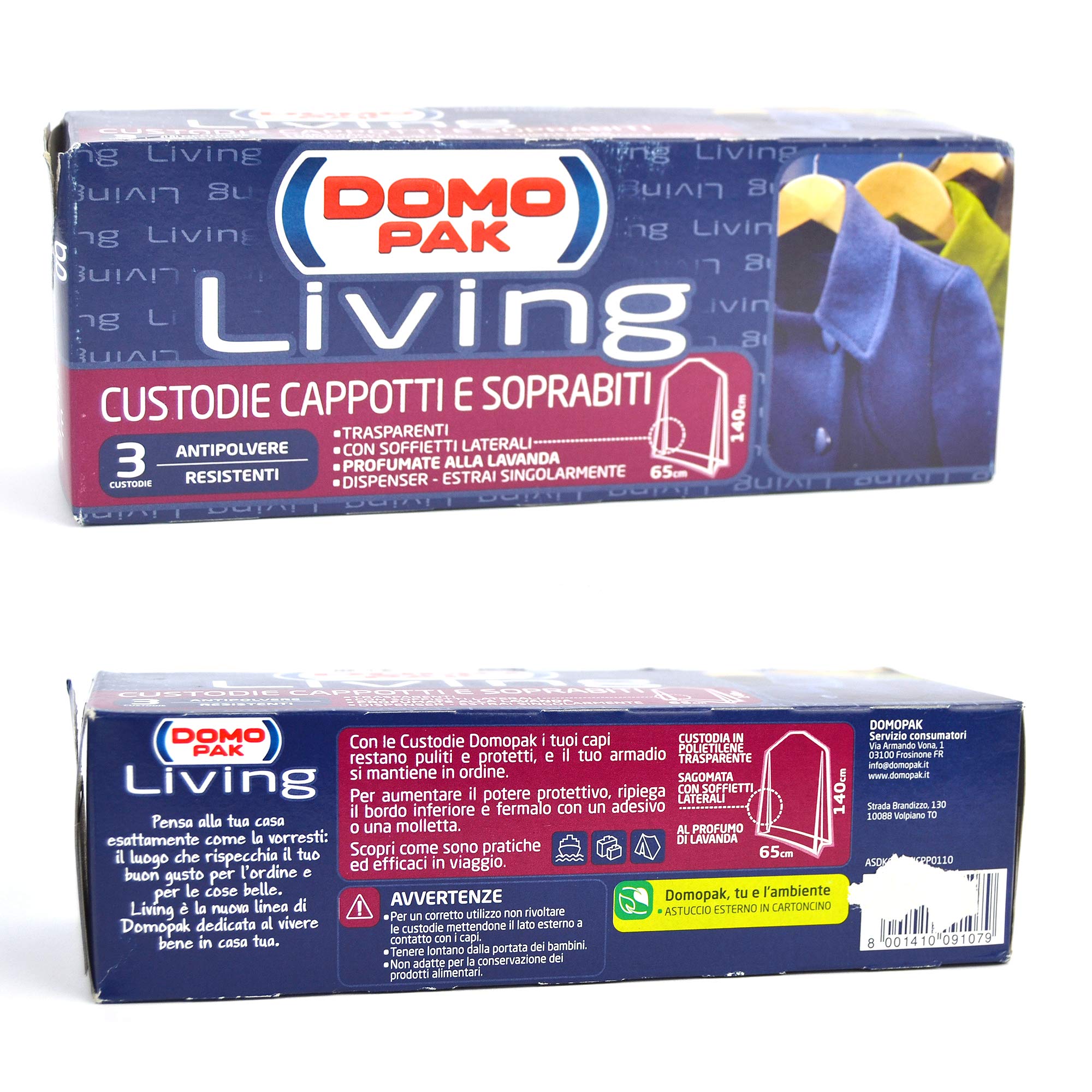 24 x DOMOPAK Fundas Prueba de polvo abrigos y prendas de vestir exteriores 65X140Cm.3Pz
