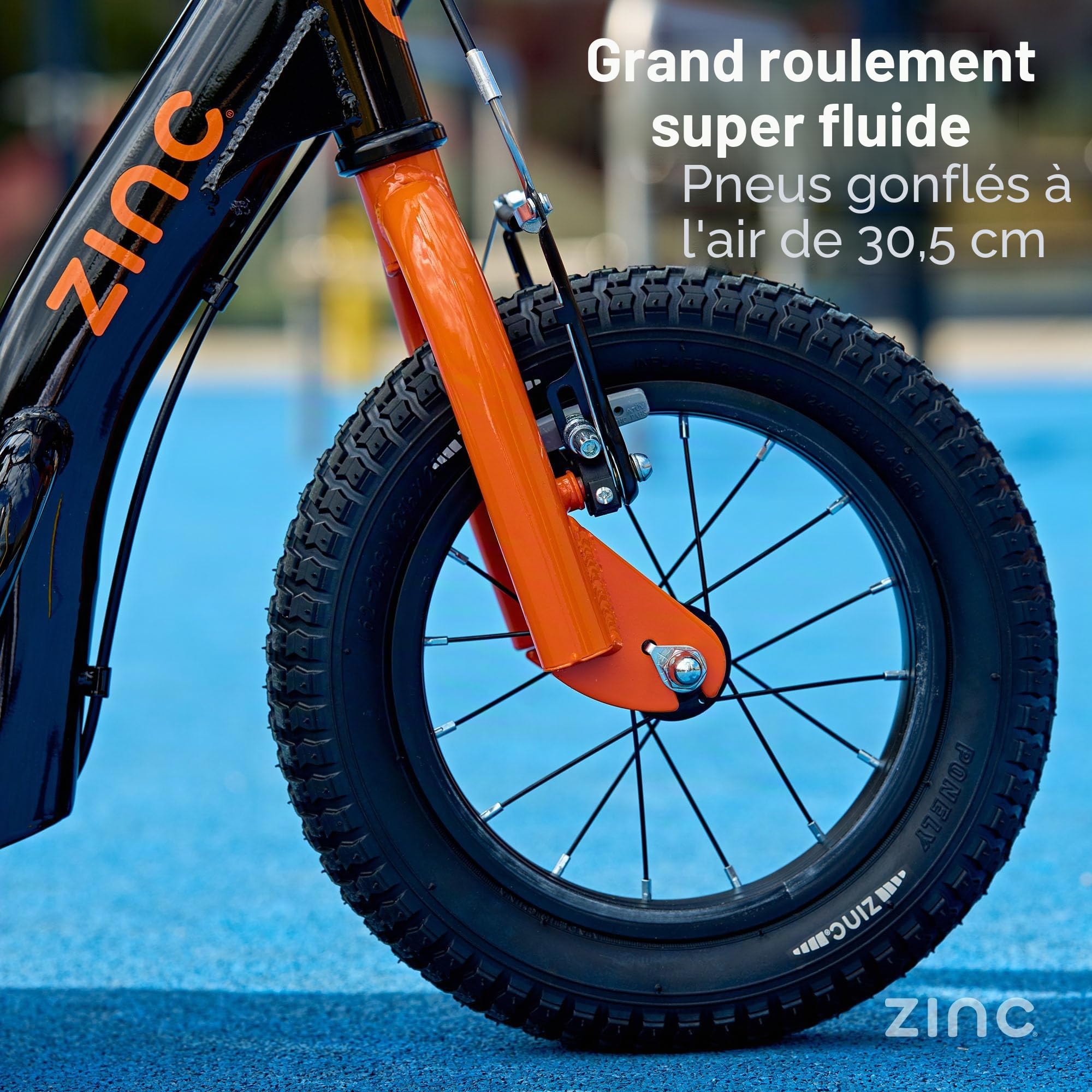 Zinc BMX Scooter for Kids Ages 6+ – 12 inch Big Wheel Stunt Scooters with 360 Degree Handlebar Spin, Height Adjustable, Front & Rear Brakes, Steel Frame, Off-Road Tyres