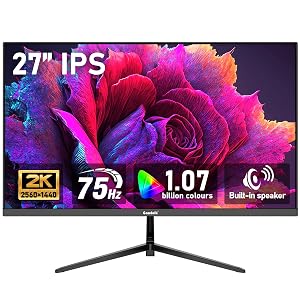 Gawfolk 27 inch IPS 2K QHD 2560 1440 Computer Monitor 75Hz Gaming PC Screen 1ms Adaptive Sync 100