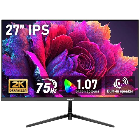 Gawfolk 27 inch IPS 2K QHD 2560 1440 Computer Monitor 75Hz Gaming PC Screen 1ms Adaptive Sync 100