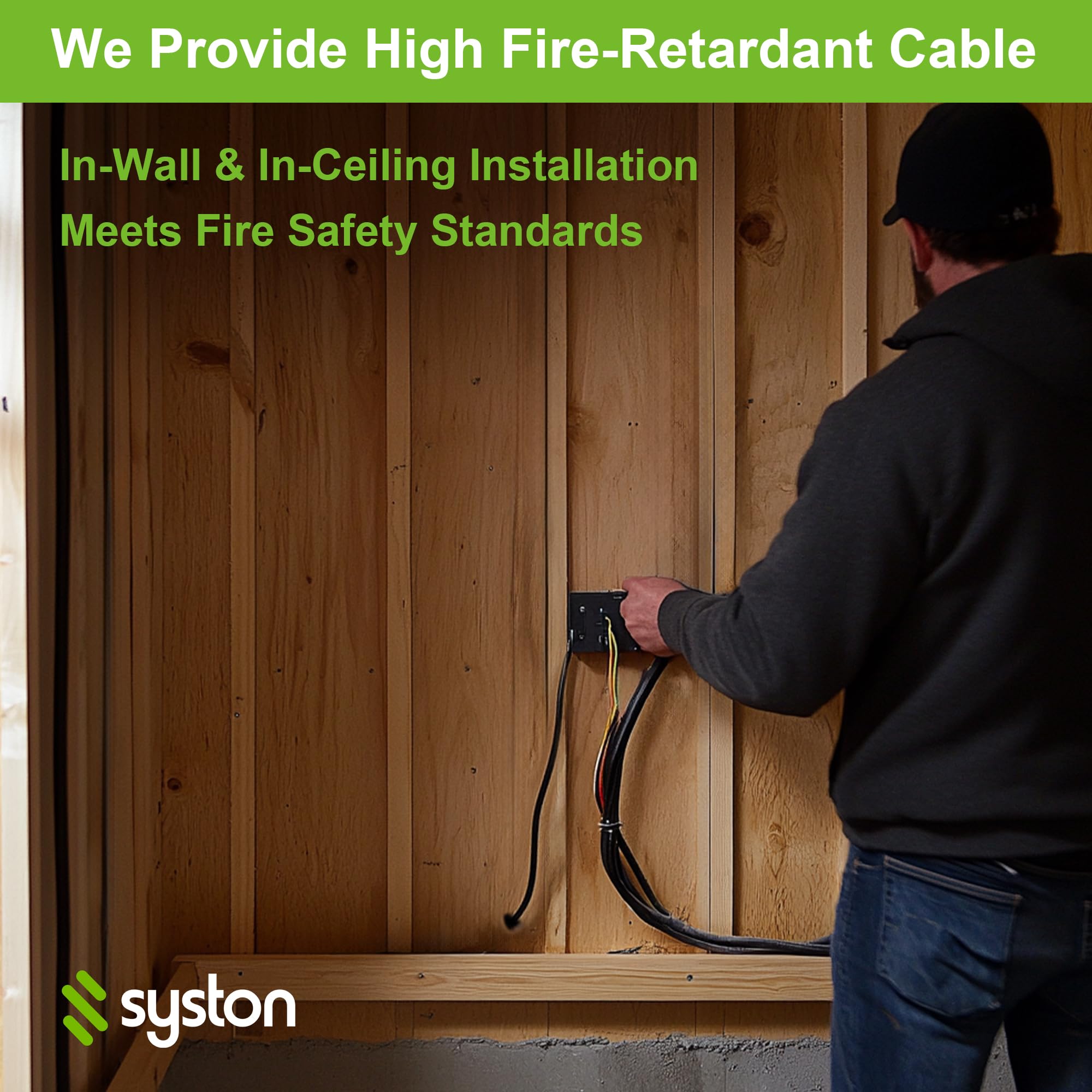 SYSTON - Cable de audio para altavoz 16/2, para interiores y exteriores, entierro directo en pared/en tierra, calibre 16, 2 conductores, OFC, de cobre desnudo trenzado, resistente al agua, cumple con