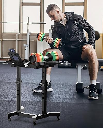 Miniatura 8 de Uboway Juego de mancuernas ajustables (2.5-12.5 libras)  Par de pesas libres con placas de peso de cambio rápido, agarre antideslizante y bandeja de