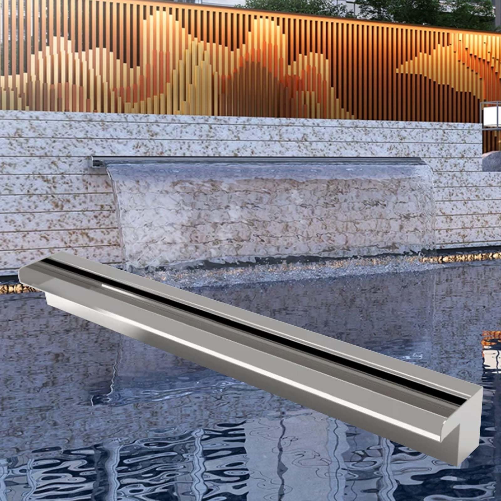 Aenmezen Stainless Steel Pond Waterfall Spillway, 40cm Pool Fountain Spout