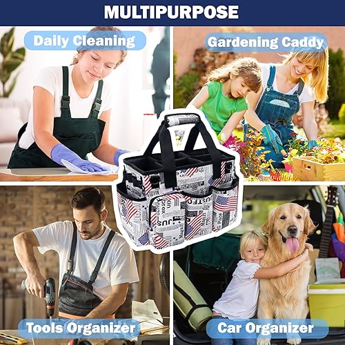 Miniatura 6 de Bolsa de limpieza portátil, bolsa de suministros de limpieza para suministros de limpieza, organizador de limpieza con correas ajustables para