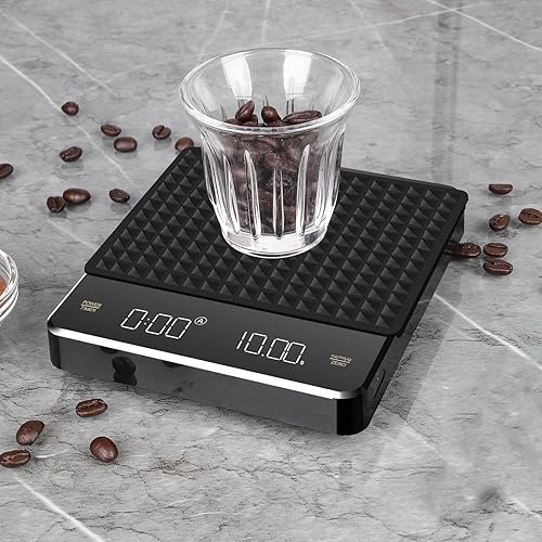 Miniatura 7 de Báscula de café digital recargable con temporizador, báscula de café espresso con tara automática, báscula de café de alta precisión de 11.0 lbs0.00