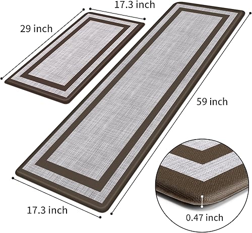 Miniatura 91 de Mattitude - 2 tapetes acolchados antifatiga, antideslizantes, impermeables, ergonómicos para estar de pie cómodamente en la cocina, suelo, oficina
