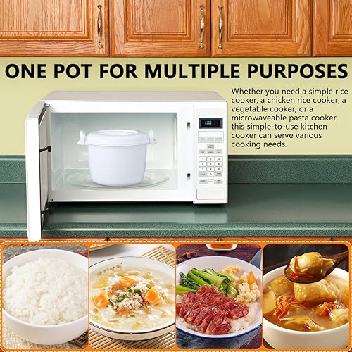Miniatura 2 de DOITOOL Olla arrocera para microondas, mini vaporizador para microondas, máquina de arroz, olla de vapor de verduras, utensilios de cocina para