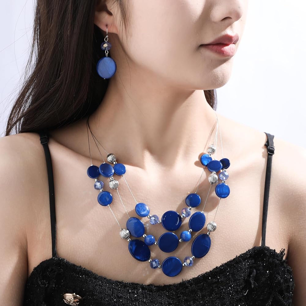 Amazon.com: Jules D. Multi Layered Shell Illusion Necklace